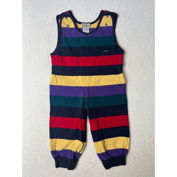 VNTG LL Bean Multicolor Purple Stripe 24-35 Months Cotton 90s Snap Adjustable - Picture 1 of 8